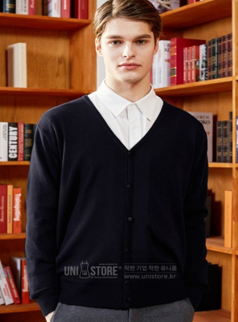 남성 V-neck 단색 가디건 (2color)